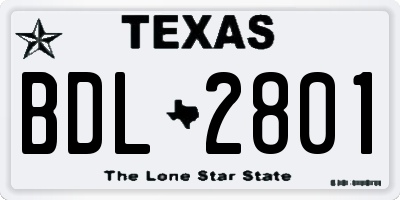 TX license plate BDL2801