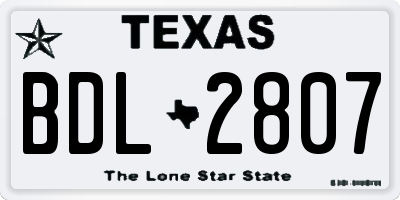 TX license plate BDL2807