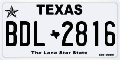 TX license plate BDL2816