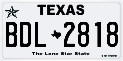 TX license plate BDL2818
