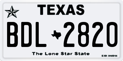 TX license plate BDL2820