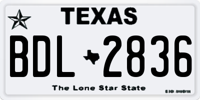 TX license plate BDL2836