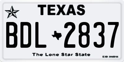 TX license plate BDL2837