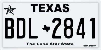 TX license plate BDL2841