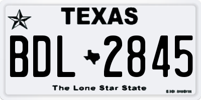 TX license plate BDL2845