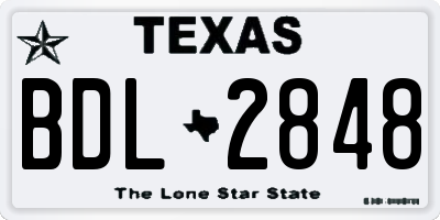 TX license plate BDL2848