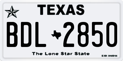 TX license plate BDL2850