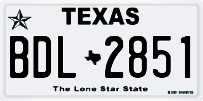 TX license plate BDL2851