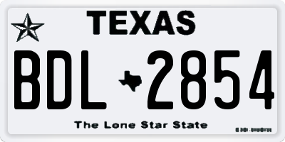 TX license plate BDL2854