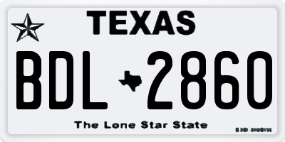 TX license plate BDL2860