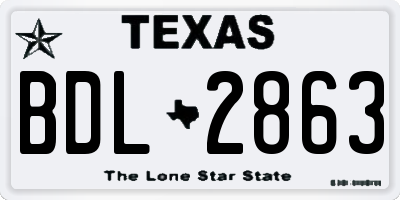TX license plate BDL2863