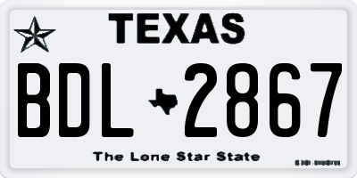 TX license plate BDL2867