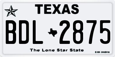 TX license plate BDL2875