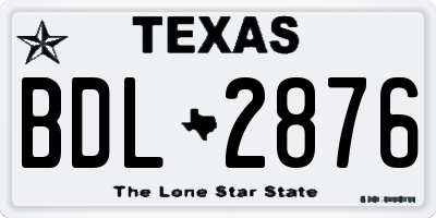 TX license plate BDL2876