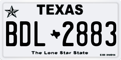 TX license plate BDL2883