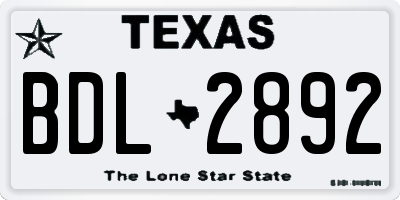 TX license plate BDL2892