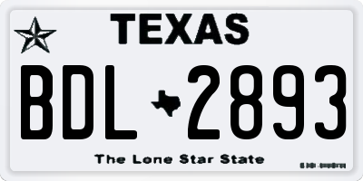 TX license plate BDL2893