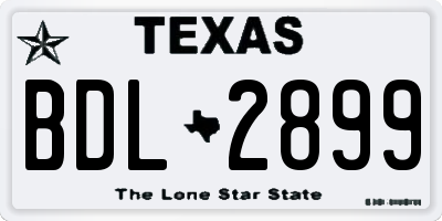 TX license plate BDL2899