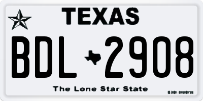 TX license plate BDL2908