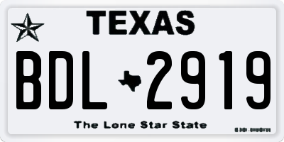 TX license plate BDL2919