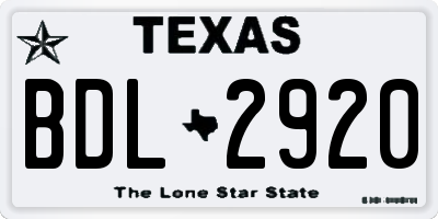 TX license plate BDL2920