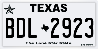 TX license plate BDL2923