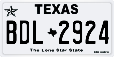 TX license plate BDL2924