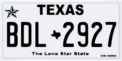 TX license plate BDL2927