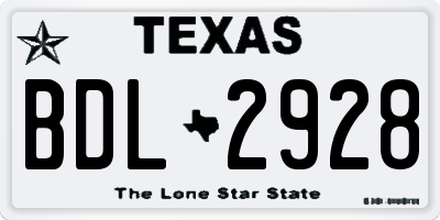 TX license plate BDL2928
