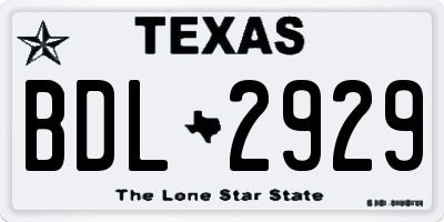 TX license plate BDL2929