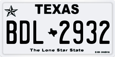 TX license plate BDL2932
