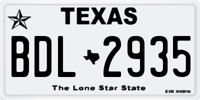 TX license plate BDL2935