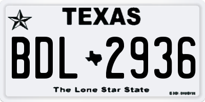 TX license plate BDL2936