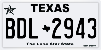 TX license plate BDL2943
