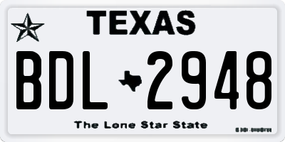 TX license plate BDL2948