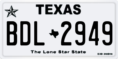 TX license plate BDL2949