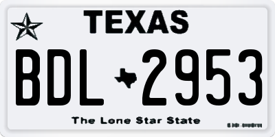 TX license plate BDL2953