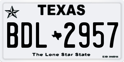 TX license plate BDL2957