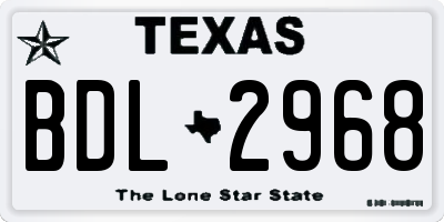 TX license plate BDL2968