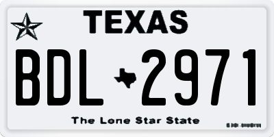 TX license plate BDL2971