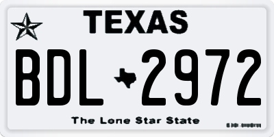 TX license plate BDL2972