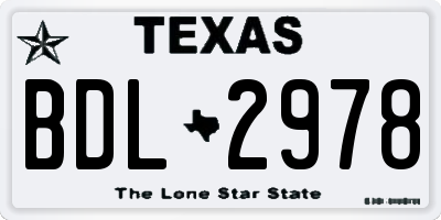 TX license plate BDL2978