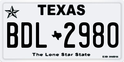 TX license plate BDL2980