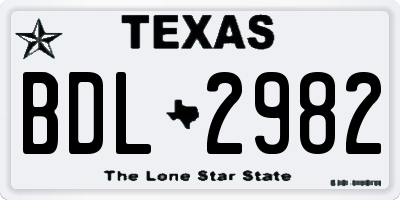 TX license plate BDL2982