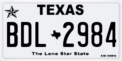 TX license plate BDL2984