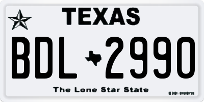 TX license plate BDL2990