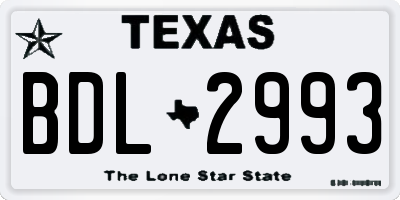 TX license plate BDL2993
