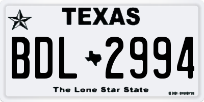 TX license plate BDL2994