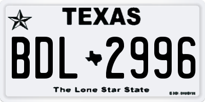 TX license plate BDL2996