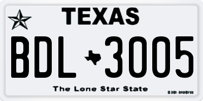 TX license plate BDL3005